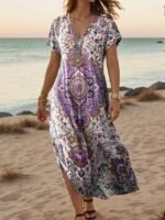 Casual Dress A Line Dress Stylish Casual Vacation Daily Dress Light Purple